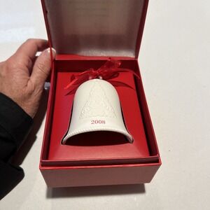 Hallmark Porcelain Dated Bell Ornament 2008 In Box Keepsake Christmas, Excellent